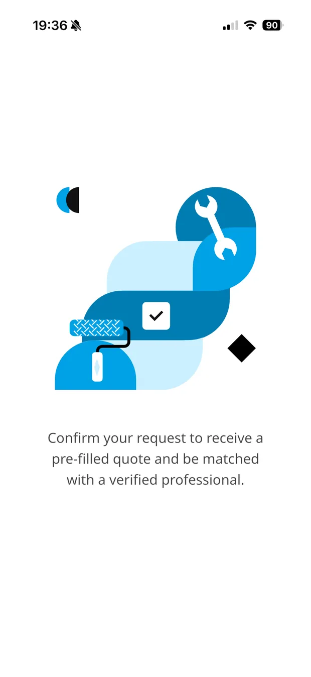 A considered loading state shown while the request is being processed