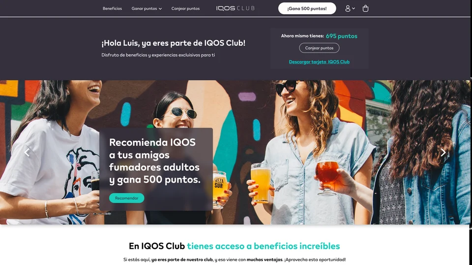 IQOS Club homepage — Variant 6 with full-bleed referral photo
