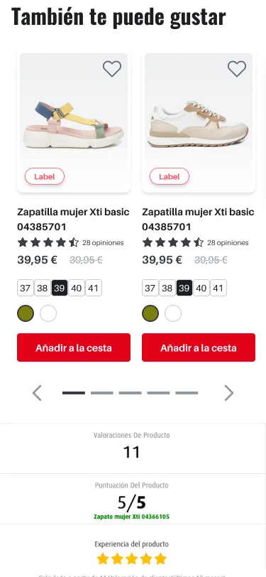 Product detail — lower scroll: similar products carousel and reviews